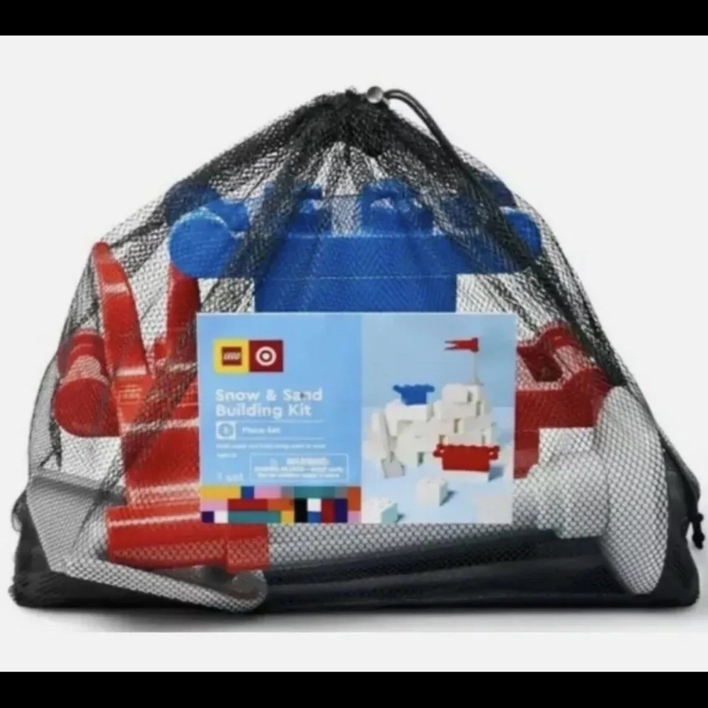 LEGO/ Target Snow & Sand Building Kit Mesh Bag, Flag, Brick Molds and Shovel NEW